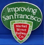 improving san francisco byllesby market street railway porcelain sign