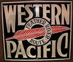 western pacific railroad porcelain sign feather river route